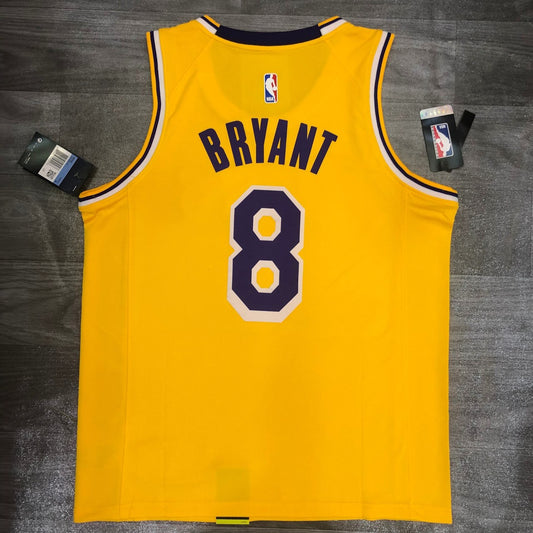 NBA Laker Crew Retro Yellow No. 8 Kobe With Chip