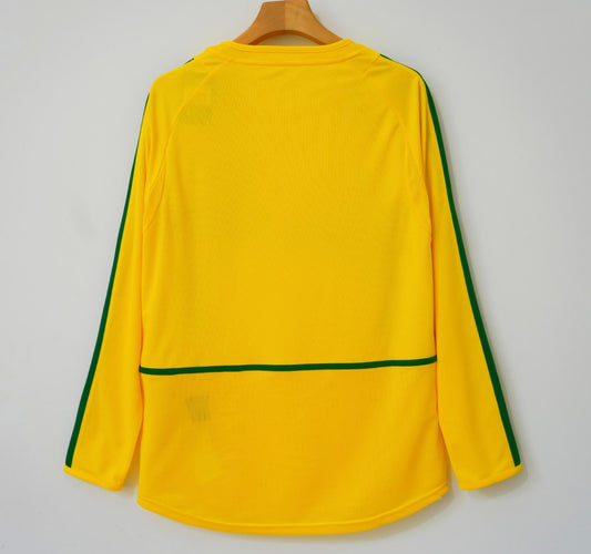Retro Brazil Home Long Football Jersey 2002