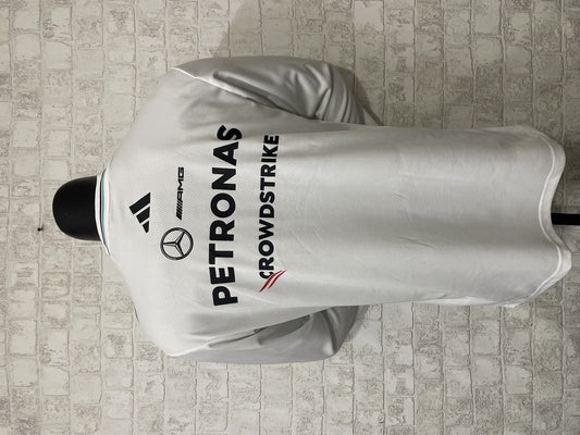 F1 Mercedes White Long Sleeve Racing Suit 2025