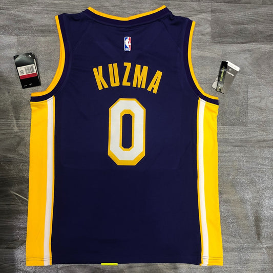 NBA Laker Retro Purple V-neck No.0 Kuzma With Chip