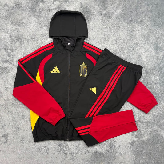 Belgium Windbreaker Sets With Pants Black Football Jersey 2026/2027