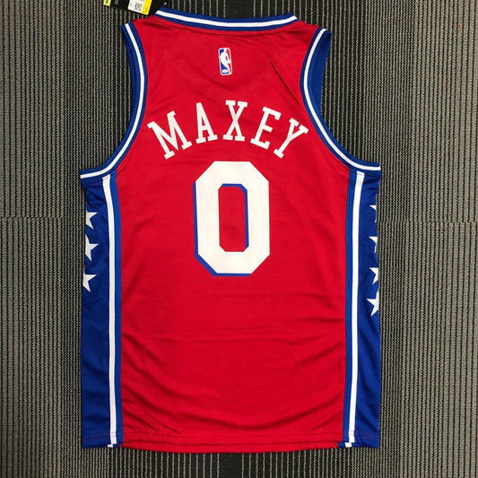 Philadelphia 76Ers Red #0 MAXEY NBA Season Jerseys