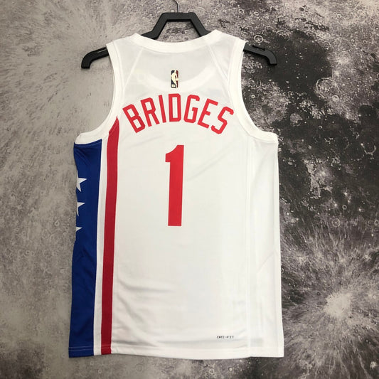 Brooklyn Nets Retro White #1 BRIDGES NBA Season Jerseys 2023