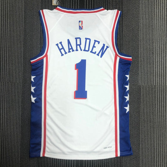 Philadelphia 76Ers White #1 HARDEN NBA Season Jerseys 75 Year