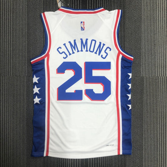 Philadelphia 76Ers White #25 SIMMONS NBA Season Jerseys 75 Year