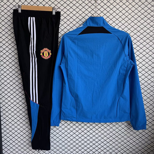 Manchester United Windbreaker Sets With Pants Blue Football Jersey 2025/2026