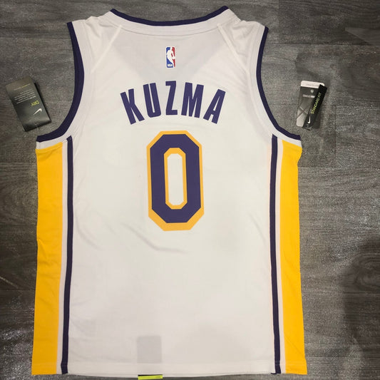 NBA Laker Retro White V-collar No.0 Kuzma With Chip