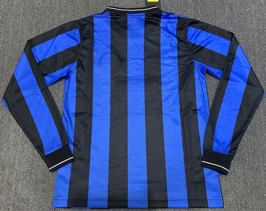 Retro Inter Milan Home Long Sleeve Football Jersey (胸前小字 )2009/2010