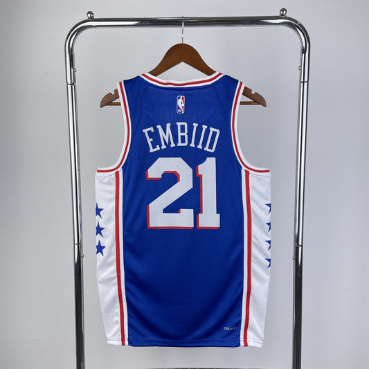 Philadelphia 76Ers Blue #21 EMBIID NBA Season Jerseys 2023