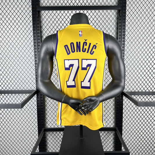 Los Angeles Lakers #77 DONCIC Yellow NBA Jerseys
