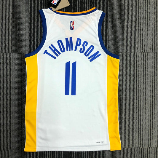 Golden State Warriors White V-Neck #11 THOMPSON NBA Season Jerseys 75 Year