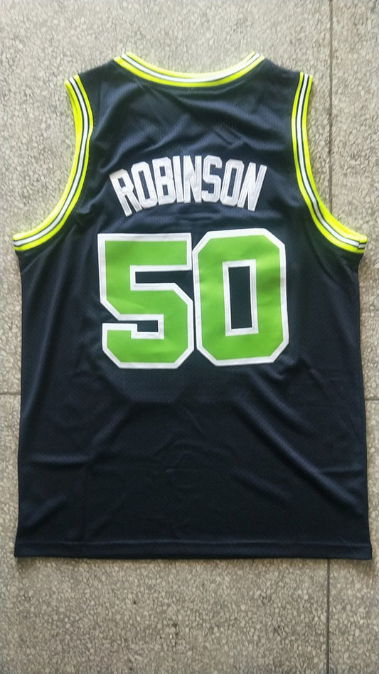 NBA Spurs #50 Admiral David Robinson High School Vintage Mesh Jersey Dark Blue