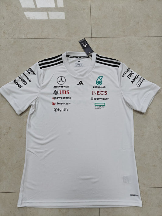F1 Mercedes White Short Sleeve Racing Suit 2025