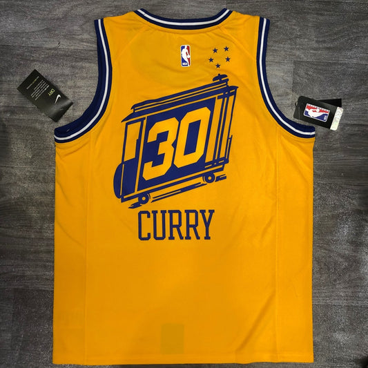 Golden State Warriors Yellow Tram City Edition #30 CURRY NBA Season Jerseys 2021