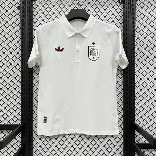 Spain POLO T-shirt Black White Blue Football Jersey