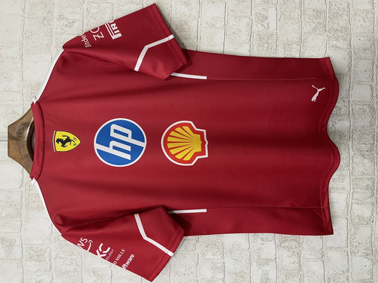 F1 Ferrari Red Round Neck Short Sleeve Racing Suit 2025