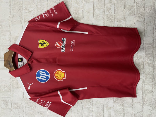 F1 Ferrari Red Polo Short Sleeve Racing Suit 2025