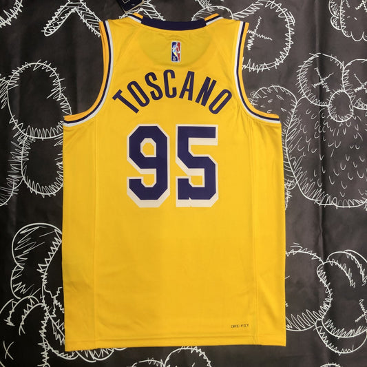 Los Angeles Lakers 75 Year Yellow #95 TOSCANO NBA Season Jerseys