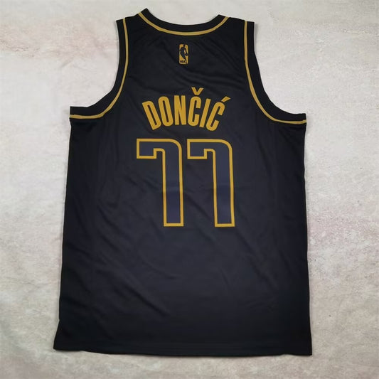 Los Angeles Lakers Black Gold Edition Black #77 DONCIC NBA Jerseys