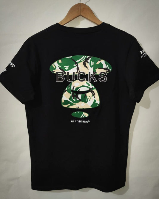 NBA Bucks Hot Pressing Black T-shirt