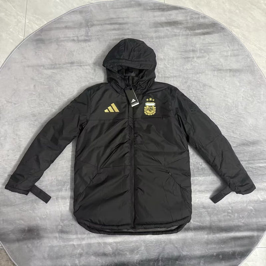 Argentina Windbreaker Cotton Clothing Jacket Black White Football Jersey 2025/2026
