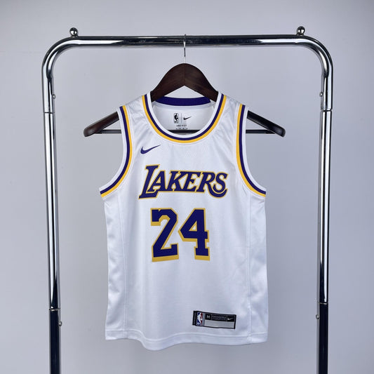 Los Angeles Lakers Kids Kobe #24 BRYANT White NBA Jerseys