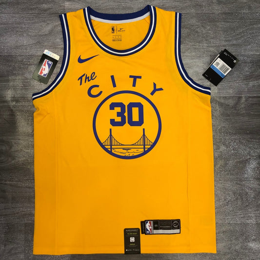 Golden State Warriors Yellow Tram City Edition #30 CURRY NBA Season Jerseys 2021