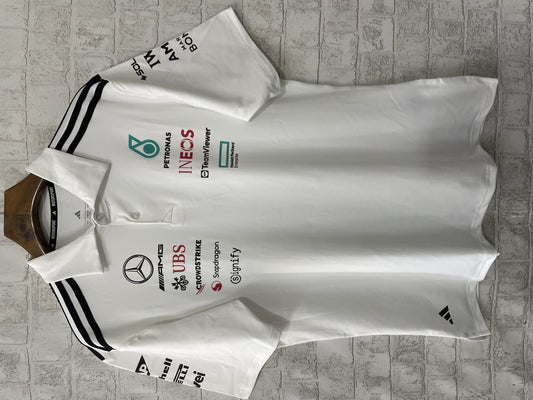 F1 Mercedes White POLO Short Sleeve Racing Suit 2025