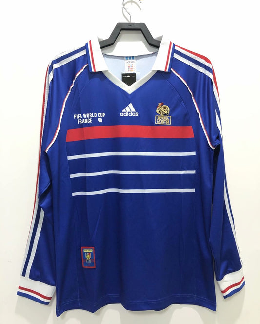 Retro France Home Long Sleeve Football Jersey 1998