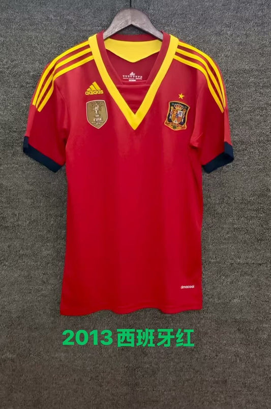 Retro Spain Home Red Football Jersey 2013