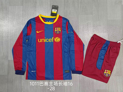Retro Barcelona Home Long Kids Football Jersey 2010/2011