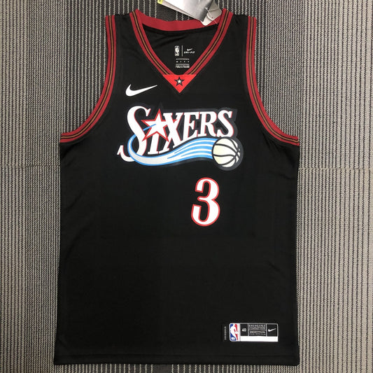 Philadelphia 76Ers Retro Black #3 IVERSON NBA Season Jerseys