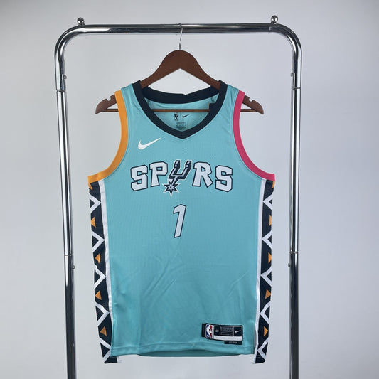 San Antonio Spurs City Edition Blue #1 WEMBANYAMA NBA Season Jerseys 2023