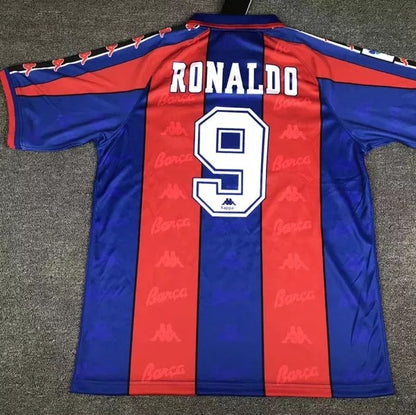 RONALDO # 9 Barcelona Home Red And Blue Retro Football Jersey 1996/1997