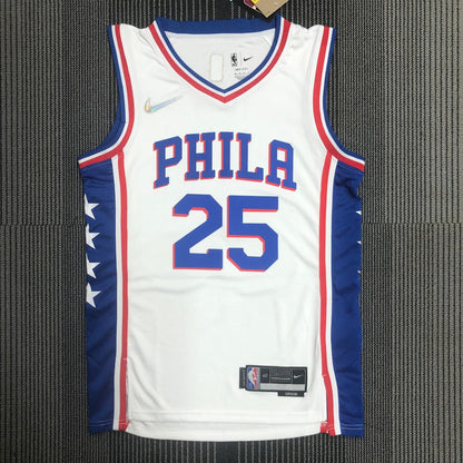 Philadelphia 76Ers White #25 SIMMONS NBA Season Jerseys 75 Year