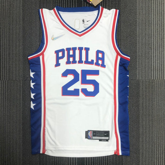 Philadelphia 76Ers White #25 SIMMONS NBA Season Jerseys 75 Year