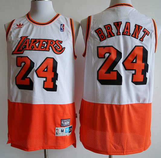 NBA Lakers #24 Kobe Up White And Down Orange Vintage Mesh