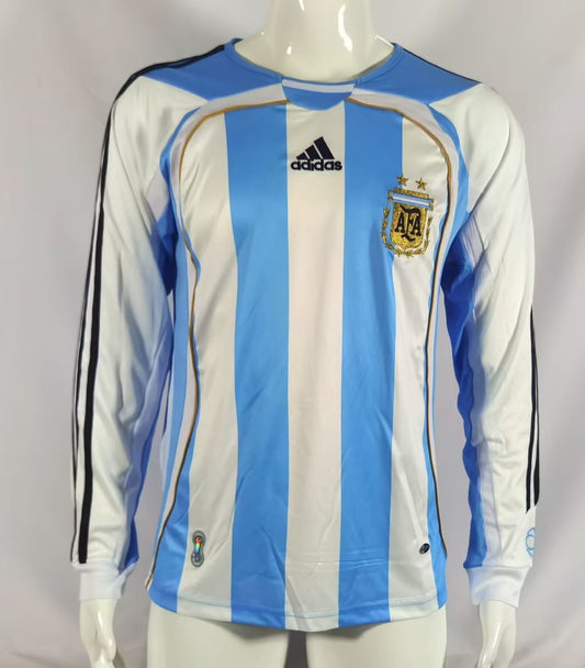Retro Argentina Home Long Sleeve Football Jersey 2006