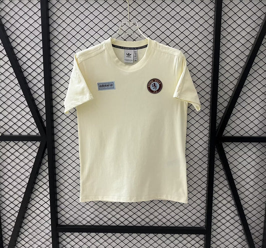 Aston Villa Adidas Clover T-shirt Beige Fans Football Jersey 2025/2026