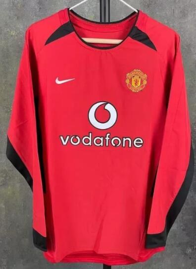 Retro Manchester United Home Long Sleeve Football Jersey 2002/2004