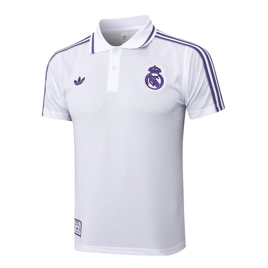 Real Madrid Polo Retro Fans White Stripe Inkjet Football Jersey 2025/2026