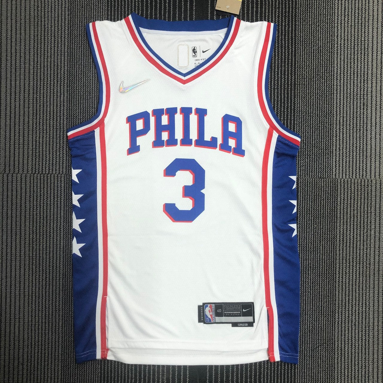 Philadelphia 76Ers White #3 IVERSON NBA Season Jerseys 75 Year