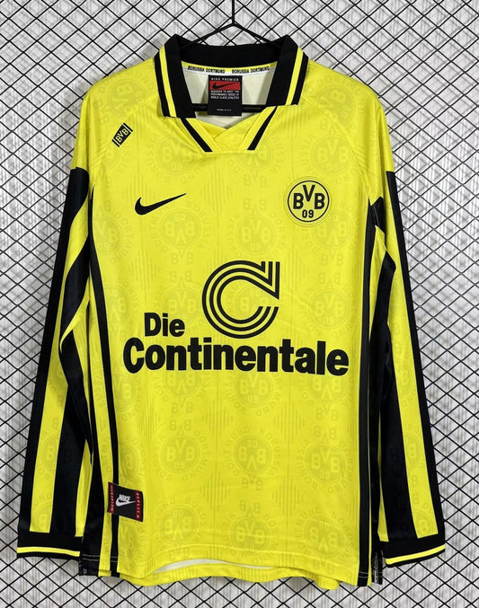 Retro Dortmund Home Fans Long Sleeve Football Jersey 1996/1997