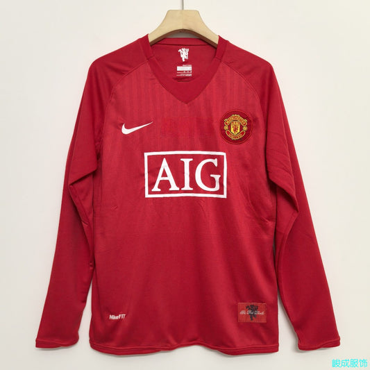 Retro Manchester United Home Long Sleeve Football Jersey 2007/2008