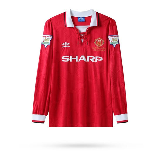 Retro Manchester United Home Long Have Patch Football Jersey 1992-94