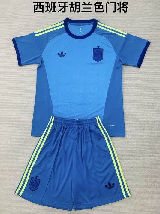 Spain Goalkeeper With Pants Sets (Kids Man 16-2XL) Fans Football Jersey 2026/2027