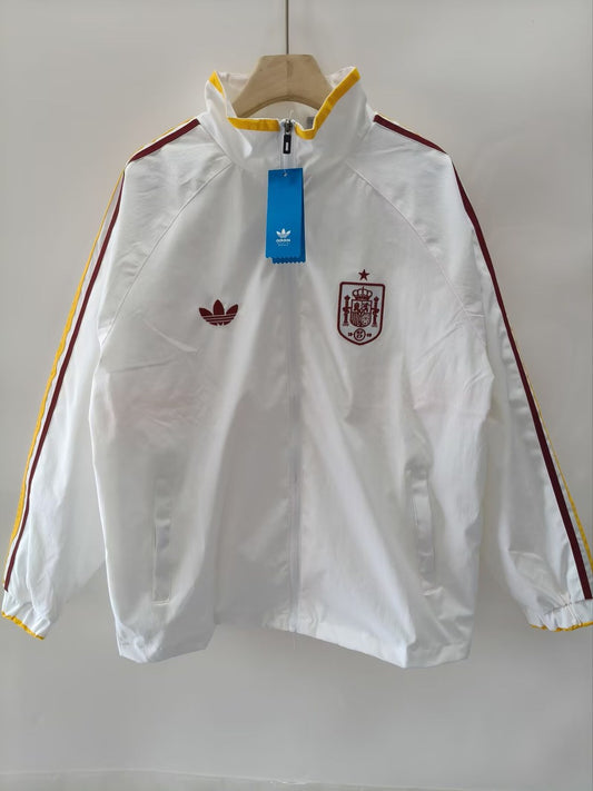 Spain Windbreaker Sets With Pants White Football Jersey 2026/2027