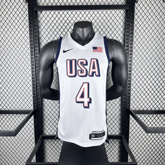 Golden State Warriors USA White #4 GREEN NBA Season Jerseys 2024 Olympic Games