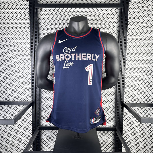 Philadelphia 76Ers City Edition Retro Blue #1 HARDEN NBA Season Jerseys 2024