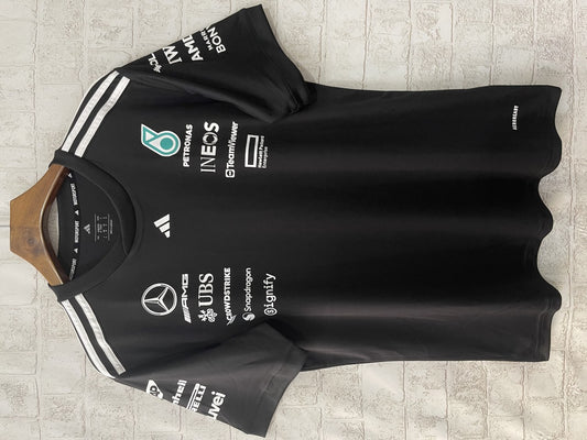F1 Mercedes Black Round Neck Short Sleeve Racing Suit 2025